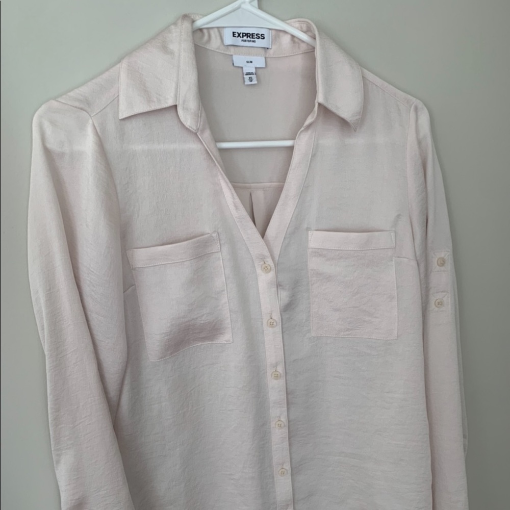 Express Portofino shirt: pale pink, satin-like material